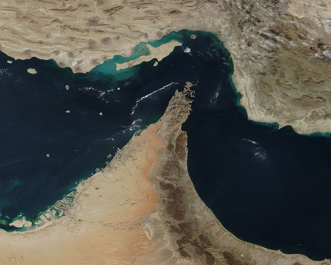 Satellite image of the Strait of Hormuz (NASA)